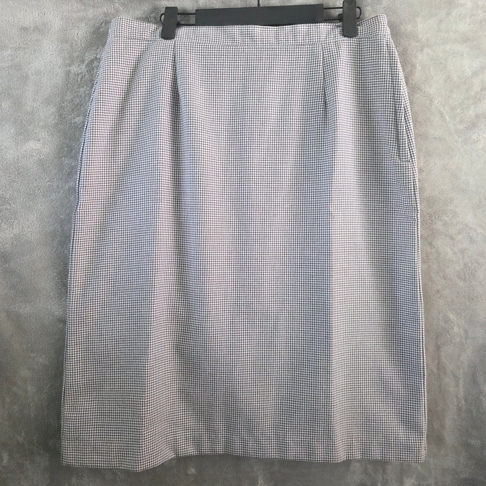 Vintage Donnkenny Houndstooth Pencil Skirt Size 14 Made USA 100% Polyester